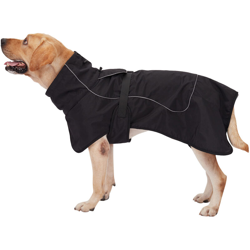 

Abrigo de invierno para perro Chaqueta polar cálida reflectante impermeable para perro, Negro, XXL