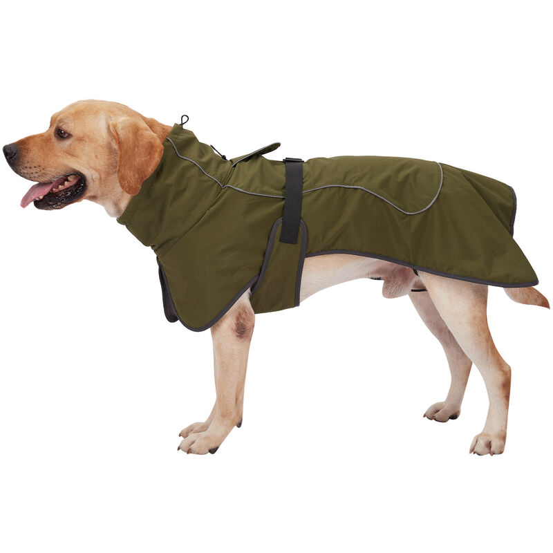 

Abrigo de invierno para perro Chaqueta polar cálida reflectante impermeable para perro, Verde militar, L