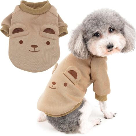 Abrigo de invierno para perros pequeños, suave y cálido, suéter tipo jersey para cachorros, abrigo para mascotas de clima frío para Chihuahua Yorkshire Brown L