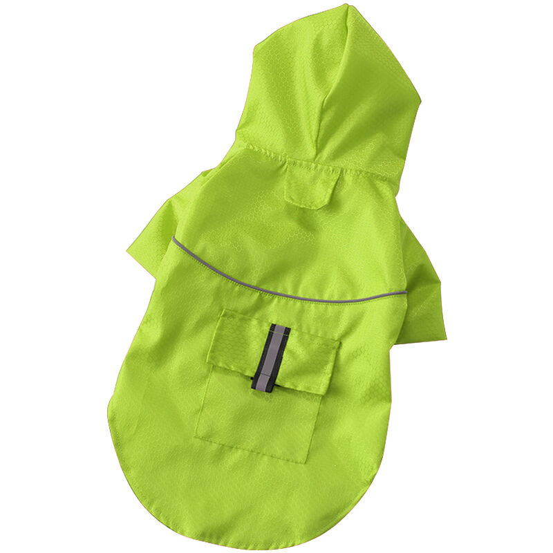 

Abrigo de lluvia para mascotas para cachorros al aire libre de verano con rayas reflectantes y bolsillos con capucha Chaquetas impermeables