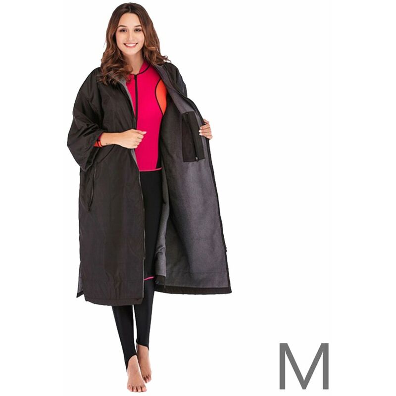 

Abrigo impermeable de doble capa de manga larga con capucha y cremallera chaquetas deportivas calidas de secado rapido rompevientos al aire libre