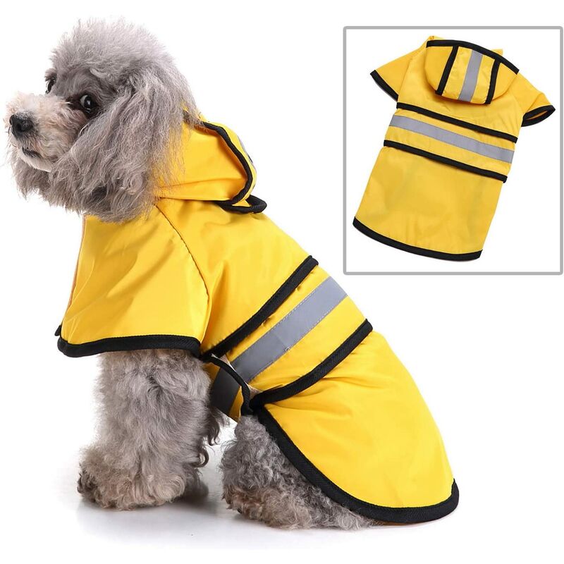 

Abrigo reflectante para lluvia para perros con capucha Abrigo impermeable con poncho ligero ajustable con orificio para correa para perros pequeños,