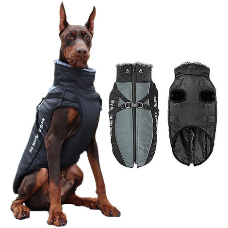 Abrigos de invierno para mascotas, abrigo reflectante impermeable para perros para clima frío, chaqueta para perros con cremallera para perros medianos grandes y extra grandes, gris 2XL