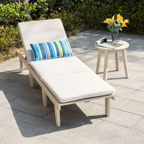 Abrihome Acacia Wood Outdoor Lounger & Table Set – 160kg Capacity, Solid Wood, Naturally Antibacterial – Ideal for Balcony, Garden or Patio – Lounger + Side Table