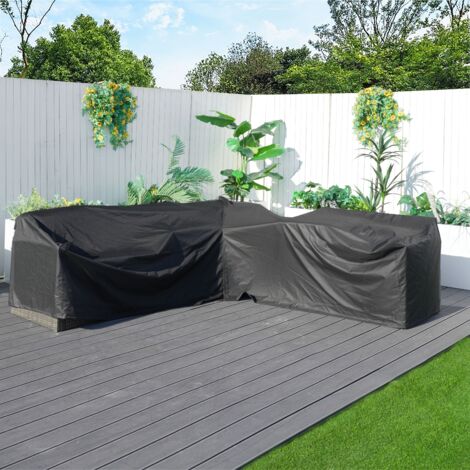 Abrihome L-shaped Rain Cover, Patio Waterproof Sofa Rain Cover, 215x215CM