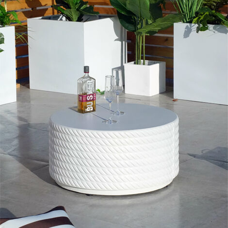 Abrihome Outdoor Indoor Concrete Furniture Coffee Table, White