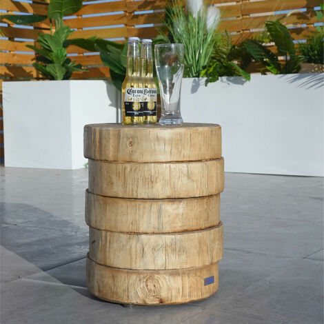 Abrihome Outdoor Indoor Concrete Furniture Side Table, Wood