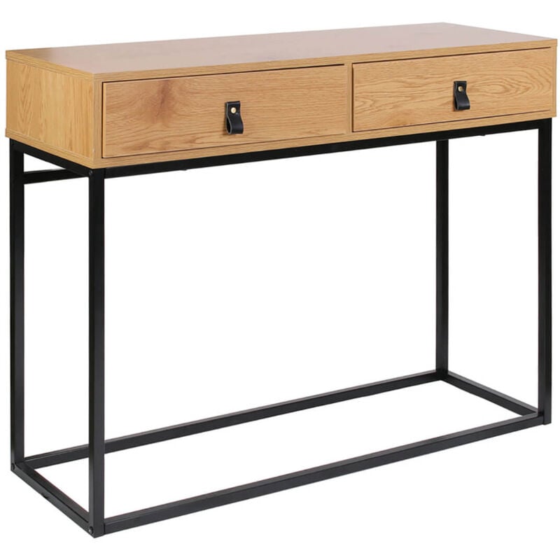 Altobuy - abril - Console 2 Tiroirs Aspect Bois et Pieds Métal