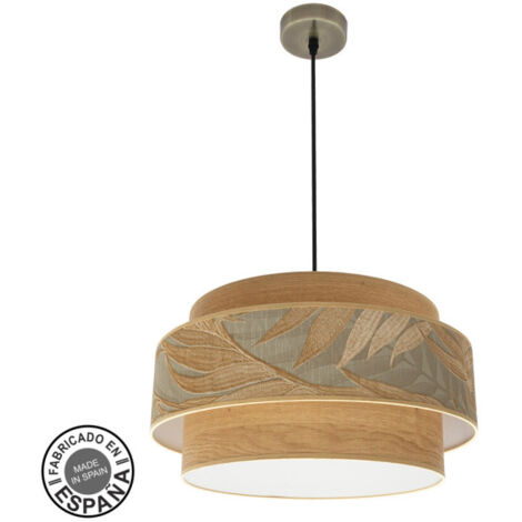 ABRILA AKUNADECOR Pendelleuchte 1 Licht Modell Samoa Braun Lampenschirm Blätter