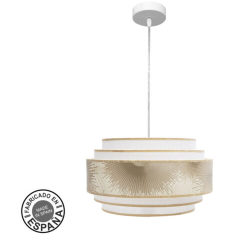 ABRILA AKUNADECOR Pendelleuchte 3 Lichter Nepal White mit dekorativem Schirm