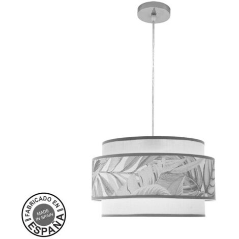ABRILA  Colgante 1 Luz Modelo Camerun Gris Con Doble Pantalla