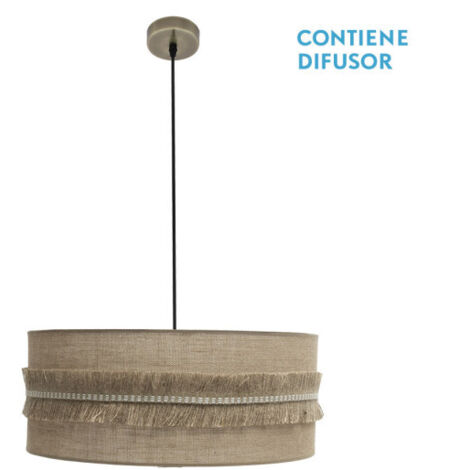 ABRILA  Colgante Beige Con Pantalla De Flecos De La Serie Kala
