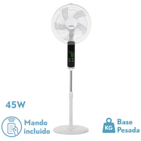 Abrila -Fan de Foot RODIUM  Touch Screen Digital  Nero con cinque lame  con 3 velocità  2 posizioni  con timer programmabile  Telecomando incluso