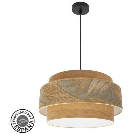 ABRILA  Lampara De 3 Luces Modelo Samoa Marron Doble Pantalla