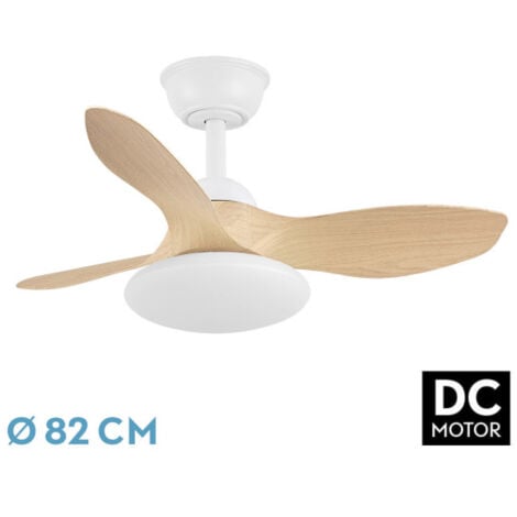Abrila - Ventilateur DC PARAMO  Blanc/Bois avec three Blades  avec 6 vitesses réglables  3 températures de Light Selectable  Télécommande incluse
