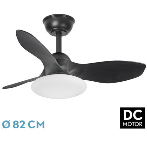 Abrila - Ventilateur DC PARAMO  Noir avec three Blades  avec 6 vitesses réglables  3 températures de Light Selectable  Télécommande incluse