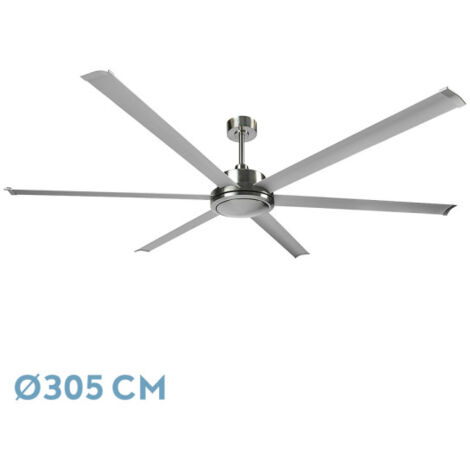 Abrila - Ventilateur DC SANSON  Couleur nickel avec six pales of Aluminium en couleur argent  avec 6 vitesses réglables  Avec minuterie et télécommande incluses  Idéal pour les grands espaces