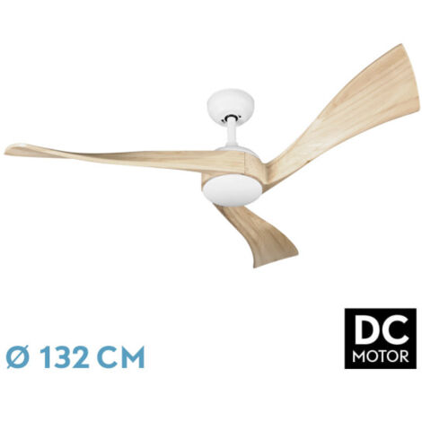 Abrila -Ventilator DC JANUBI  Farbe White mit three Beech Blades  6 Adjustable Speeds  3 Temperatures  3 Lights  with Timer &amp Remote Control Included