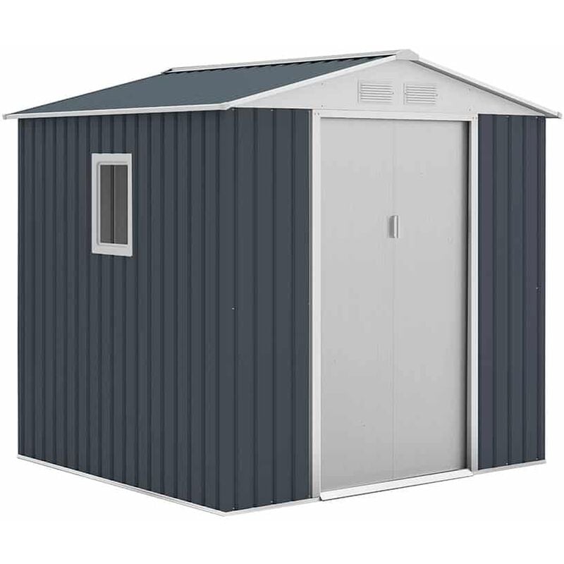 Abri de Jardin en Métal Gardiun Darlington 4,07 m² 191x213x205 cm Ext. Acier Galvanisé Gris Anthracite