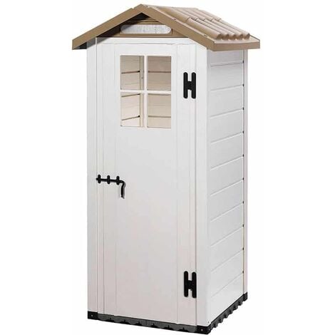 Abris en Résine Tuscany Evo 120 Blanc/Beige 144x137x214 cm - KSP38220 - GARDIUN