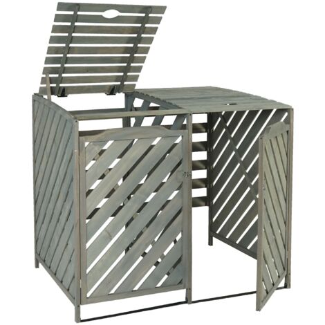 Abris poubelles pour poubelles d'une capacité de 60 à 240 litres 121 x 133 x 98 cm bois de sapin gris 040007008