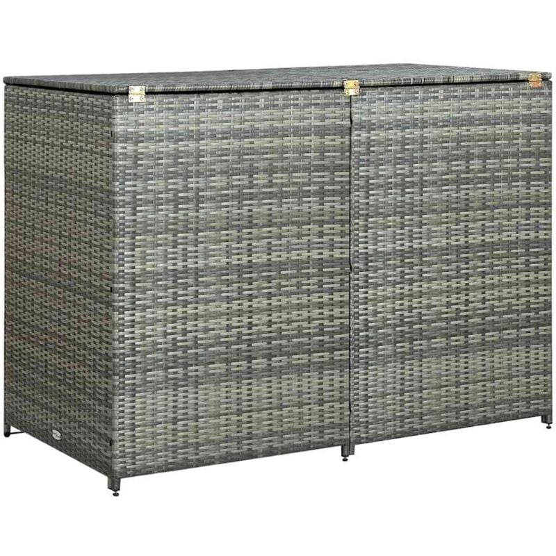 Abri de poubelle double Résine tressée Anthracite 148x77x111cm Vidaxl