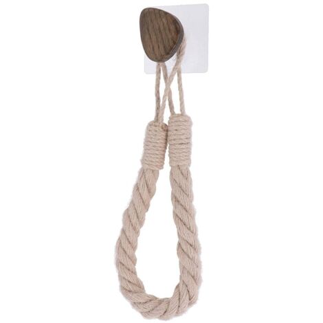 Abroller für toilettenpapier oder handtuchhalter seil + holz auf sticker - beige - Tendance