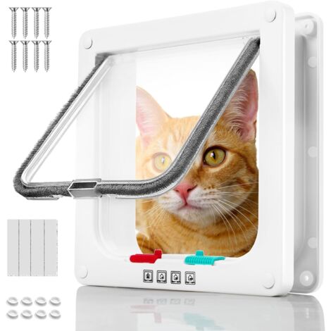 ABS Acrylique Chatiere pour Chat, Chatières pour Chien Intérieure, Porte Chats Baie Vitrée Coulissante, Portes Chat avec Magnétique à 4 Voies, Cats Gateway, pour Animauxs de Compagnie, Blanc