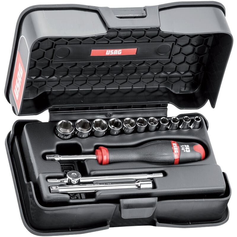 Abs assortiment avec douilles hexagonales en pouces (14 pcs) Usag 604 1/4 pol U06040102