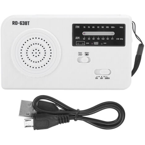 ABS RD638 Multifunktions-Notfallradio mit Solar-Handkurbel und FM/AM-Empfang – Weiß