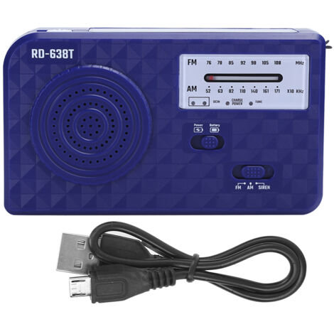 ABS RD638 Solar-Notfallradio mit Handkurbel, FM/AM-Empfang, Multifunktion, Blau