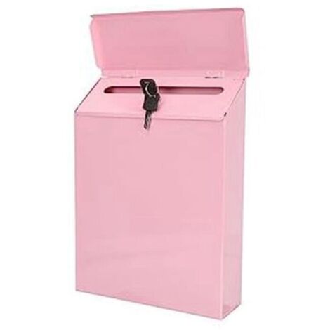 Abschließbarer Wandbriefkasten mit Schlüssel. geeignet für Homeoffice. Rosa