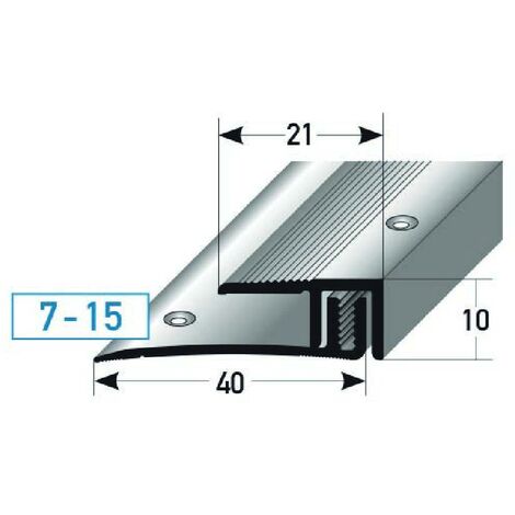 Abschlussprofil / Abschlussleiste Laminat "Edmonton", Höhe 7 - 15 mm, 21 mm breit, 2-teilig, Aluminium eloxiert, gebohrt-silber-1000