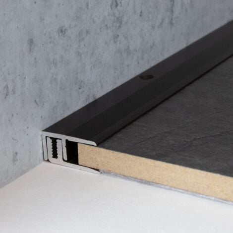 Abschlussprofil / Abschlussleiste Laminat "Edmonton", Höhe 7 - 15 mm, 21 mm breit, 2-teilig, Aluminium eloxiert, gebohrt-silber-900