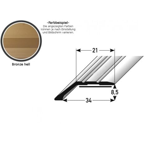 Abschlussprofil / Abschlussleiste Laminat "Huntsville", Einfasshöhe: 8.5 mm / 15.5 mm, Aluminium eloxiert, gebohrt / selbstklebend-bronze hell-1000-selbstklebend-8.5