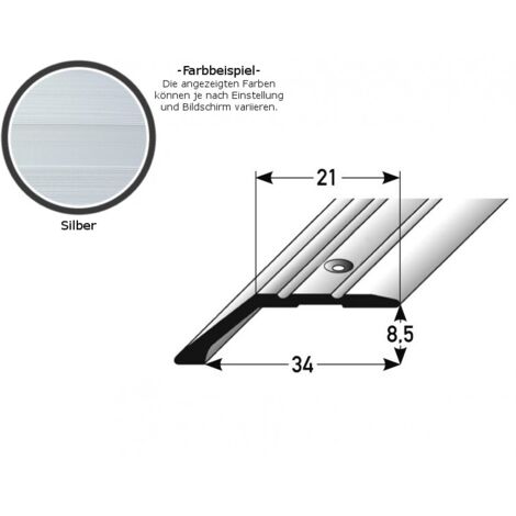 Abschlussprofil / Abschlussleiste Laminat "Huntsville", Einfasshöhe: 8.5 mm / 15.5 mm, Aluminium eloxiert, gebohrt / selbstklebend-silber-1000-gebohrt-8.5