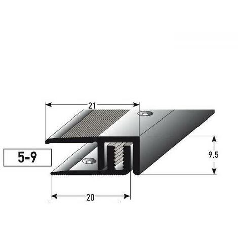Abschlussprofil / Abschlussleiste Laminat Victoria, Höhe 5 - 9 mm, 21 mm breit, 2-teilig, Aluminium eloxiert, gebohrt-Edelstahloptik-900 - Edelstahloptik