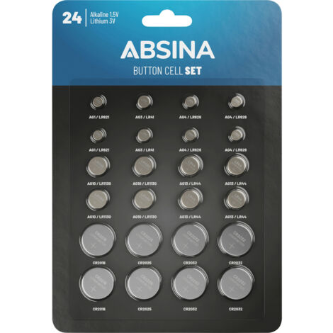 ABSINA Knopfzellen-Set, 24-teilig
