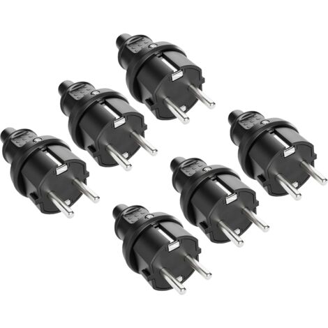 ABSINA Schutzkontaktstecker, schwarz, 6 Stück