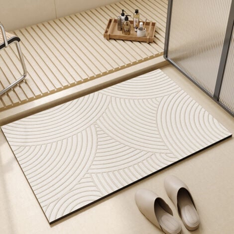 ENSOLEILLE Absorbant Tapis Salle de Bain/Diatomite Microfibre Tapis de Bain/Tapis de sol de salle de bain super absorbant à quatre couches pour Portes de Salle de Bain,Lavable Tapis de Bain（Version améliorée）