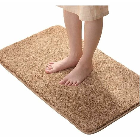 Absorbent and non-slip bath mat Bathroom mat Solid color, Polyester, brown, 40 x 60 cm