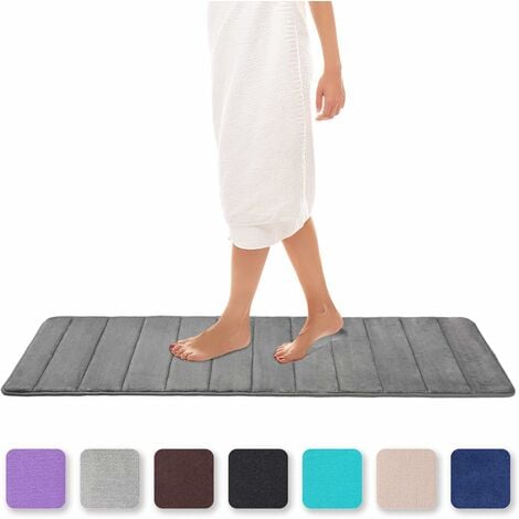 Absorbent and non-slip bath mat Washable memory foam, Memory foam, 40 x 120 cm - gray GROOFOO