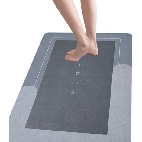 Absorbent Non-Slip Bath Mat, Shower and Bathroom Mat, Non-Slip Bath Mat, Soft Bathroom Mat, Bathroom Rug (40x60cm, Square - Blue)