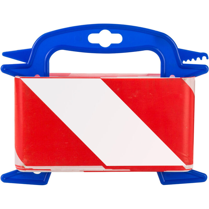 Absperrband auf Abroller 50 m rot/weiß