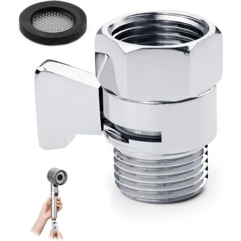 Absperrventil für Duschkopf, Wasserabsperrventil, 1/2-Zoll-Wasserabsperrventil, Messing-Ersatzteil G 1/2, poliertes Chrom, für Duschköpfe, Handbrausen und Duscharme