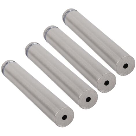 Abstandshalter für Werbeglas aus Edelstahl, 4er-Set, 19 mm x 120 mm, mit selbstschneidenden Schrauben und stoßdämpfender Dichtung