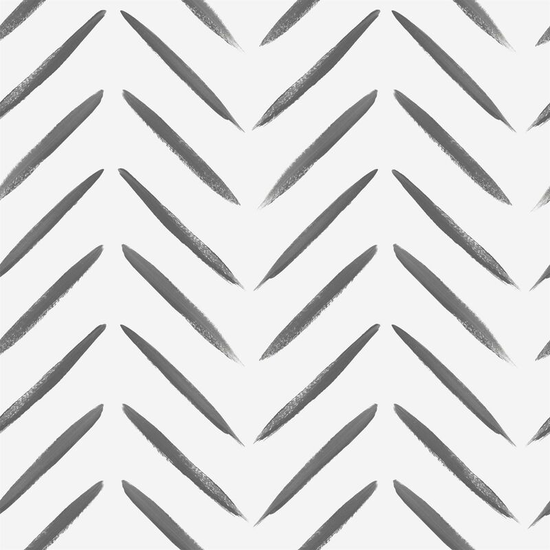 Holden Decor - Abstract Chevron Brush Marks Black Paint Wallpaper