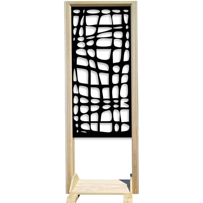 Image of Abstract - Separè - Paravento modulabile - 70x190cm - in Legno e pvc Nero - Nero