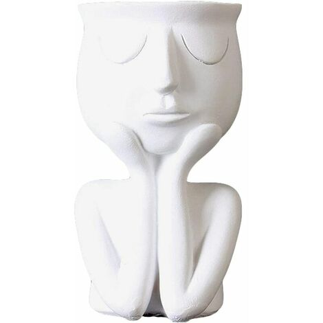 abstrait pot de fleurs creative visage vase figure vase pot de fleurs visage abstrait vase résine vase sculpture vase statue visage vase décoration de la maison blanc