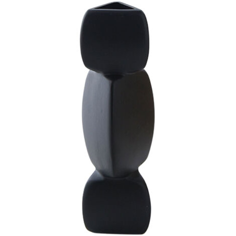 Abstrakte nordische Keramikvase in Weiß und Schwarz  30,5 cm und 20,5 cm  Moderne Tischdekoration und Geschenkidee